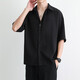 Short-sleeved shirt men's 2025 summer ice silk black casual shirt loose draping spring new business top white 3XL recommendation [165-175Jin[Jin equals 0.5 kg]]