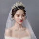 Liwo (Liwo) Old Phoenix Gold Store Bride Grand Crown Forest Super Fair Ressor trois pièces NOUVEAUX accessoires de mariage anniversaire HG050 + 08 Collier + Long Brotte d'oreille Light Light Gold Belt
