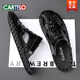 
CARTELO 2025 summer genuine leather men's bag-toe soft-soled sandals for outdoor wear driving beach business high-end casual sandals M9855 black waterproof and non-slip 38