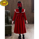 G.duck Girls Dress Autumn 2026 New Long Sleeve Children's Skirt Fashionable Girl Princess Dress Western Style Spring and Autumn Style CLS-H03 Burgundy Plus Velvet Pay attention to the headband 150 cm