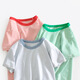 2025 Sommerkoreanische Version von Kinderkleidung Neue Produkte für Kurzärärmel-T-Shirt Striped Baby Cloth Base Hemd Casual Modetrend 9893 Fruchtgrün und weißer Raum 110 cm