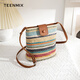 TeenMix (TeenMix) Frauenbeutel gewebtes Handy -Tasche Regenbogen Crossbody Tasche mit vielseitigem Eimer -Tasche zum Geburtstag Geschenk für Freundin Regenbogen hellbraun