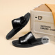 Walker Shop Herren-Sandalen [bevorzugte Top-Layer-Cowide] Neue One-Shot-Flip-Flop-Sommer-Tragen koreanischer Stil personalisierter Strandschuhe schwarz 41