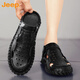 Jeep (Jeep) Sandalias Baotou para hombres de doble uso de hombres 2023 Summer NUEVO estilo al aire libre Driver de dos lados Sandalias de cuero de playa transpirable 12033 Hy Black 40