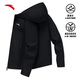 ANTA Water-Repellent and Velvet Warm Jacket Men's Autumn and Winter Woven Hooded Commuting Running Sports Jacket Clothes Water-Repellent and Velvet Warm Basic Black-5 L Men 175