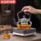 Jubilación (Zisiz) Alemania Tetera importada NUEVA 2024 Glass Tapot Tea Té Tapot Agua hirviendo estufa eléctrica STOVE HY3 Color de grano de madera + Bandeja + A65 Tetera 9904