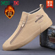 CARTELO 2025 winter men's shoes new style cloth shoes men's plus velvet warm cotton shoes zipper trendy shoes casual shoes canvas shoes 9892 turmeric [single shoes] 39 [leather shoes size]