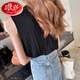 浪莎（LangSha）2025新款韩版撞色圆领套头针织无袖背心吊带女内搭无袖上衣打底衫 黑色 均码 建议70-130斤
