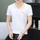 Playboy (Playboy) Sommer Herren kurzärmeliges T-Shirt Pure Cotton V-förmige Ausschnitt Trendy Slim, halbärmelige Jugend Casual Top Thin Sweat Shirt Qy694 Black M.