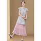
YINGDI new Chinese style light Chinese style outfit 2025 super hot design Chinese style short-sleeved top skirt two-piece set 9905 gray top [single piece] 2XL