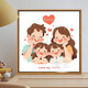 
Jin Geyu family of four digital oil paintings, cute family portrait digital oil painting DIY fill coloring hand-painted family three and four LL15828 20*20cm thick solid wood inner frame, acrylic paint + oil canvas + brush