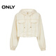 Only2025 Summer Nuevo diseño simple de alambre brillante chaqueta corta con capucha suelta para mujeres 125136032 A06 Invitado White M
