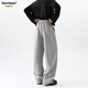 Homlean American drape casual pants for men in spring and summer straight loose scimitar long pants JC01 white flower gray L