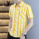 
Playboy (PLAYBOY) plaid shirt men's short-sleeved summer casual handsome Korean style slim-fitting trend men's shirt versatile half-sleeved inch shirt 838 yellow L 105-119Jin [Jin equals 0.5 kg]