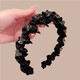 Princess of Paris headband for women 2025 new high-end rhinestone light luxury fashion fluffy high skull hairpin face wash headband black pleated rhinestone headband