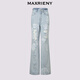 Maxrieny Exquisites täglicher Sinn für Mikroflüsse bestickte zerrissene Jeans für Frauen 25 Sommer Leicht-Denim Blue Hosen Leichte Denim Blue M.