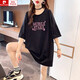 Pierre cardin 2025 summer new short-sleeved T-shirt for women 200 Jin [Jin equals 0.5 kg] extra-large women's loose fat mm plus fat plus a large half-sleeved top 844 black M (recommended 80-115 Jin [Jin equals 0.5 kg])