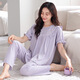 MUJI COM unmarked muji pajamas for women in summer pure cotton short-sleeved trousers can be worn on the outside simple loose large-size home clothing set Z691 taro purple L Recommended 100-120 Jin [Jin equals 0.5 kg]