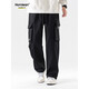 Homlean American work pants men's spring and summer windproof trend functional straight-leg casual long trousers 2350 black L