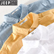 
JEEP SPIRIT men's linen lapel short-sleeved T-shirt loose shirt collar tops with collar T-shirt linen T-shirt linen summer suit 9711 blue dark color. XL