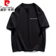 
Pierre cardin 2025 short-sleeved T-shirt American men and women summer round neck loose casual versatile trendy couple five-point sleeve half-sleeved t TY6630 black S [Suggestion: 80-110Jin [Jin equals 0.5 kg]]