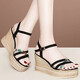 Red Dragonfly Heeled High Heel Sandals for Women in Summer 2025 New Fashionable Sponge Cake Thick Sole Waterproof Platform One-Black Fish Mouth Women's Shoes Black 35 Standard Size