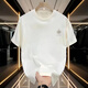 2025 Été Nouveau 260g Coton peigné lourd Coton court à manches courte rond American Casual Trendy Brand Loose Men's T-shirt A691 White M