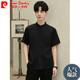 Pierre Cardin Henley Collar Casual Short Sleeve Shirt Men's Summer Korean Style Korean Cotton Chinese Style Thin Collarless Shirt White 2XL
