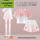 Leypian国际品牌进口童装女童夏季新款多巴胺短裤套装2025时髦夏装可爱风 18470渐变紫色+9889白色[套装/ 150 cm