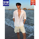 ROMON white Henry collar linen shirt men's summer and autumn old money style high-end sun protection shirt casual vacation style jacket black upgrade 90 buyers choose M 105120Jin Jin equals 0.5 kg