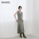 Snidel2025 Producto de otoño e invierno Nuevo producto elegante y versátil Vestido de cola de punto sin mangas en V SWNO254133 Rojo y marrón