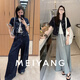 美洋（MEIYANG）夜幕线短袖外套 青春代名词翻领排扣牛仔上衣 深蓝色 L