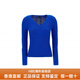 Polo Ralph Lauren拉夫劳伦女士毛衣纯色粗绞花V领针织毛衣女士送女友男友 宝蓝色 XS