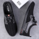 Old man's summer new style 2025 low-top non-slip breathable hollow casual shoes fashionable men's soft sole mesh shoes black 6223 45 (275mm) [Standard leather shoe size]