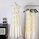 Tina Misu 2025 summer A-line version princess sleeveless suspender skirt vacation style spliced ​​long dress 9901# beige white, single size