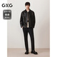 GXG Men's Simple Topline Design PU Leather Jacket Men's Retro Casual Jacket Trendy Jacket Autumn Black L