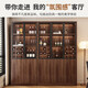 Yisen living room wine cabinet household floor-standing sideboard storage cabinet display cabinet simple with tempered glass door wine cabinet with drawer walnut color - single door model 41.6*40*200CM