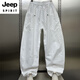 Jeep Spirit American Scimitar Hosen Herren Frühlings- und Sommer-Weitbeinhosen 2025 New High Street Loose Harlen Straight White Casual Hosen Weiß l Gewicht 125-140jin [Jin entspricht 0,5 kg]