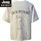 JEEP SPIRIT夏季男款短袖T恤宽松休闲圆领薄款衣服2025新款绣花半截袖体恤男 白色 【HJ6630】 L 适合115-130斤穿