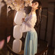 霏慕女睡衣性感套装角色扮演制服诱惑短裙秘书服女仆战袍 6198蕾丝拼接复古褶皱【吊带裙+裤 袖套新年红】