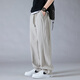 Monpoc Hosen Herren Spring- und Herbststil Trendy lose gerades Mesh atmungsaktives Eis Seiden Casual Hosen 6636 Khaki M.