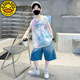 G.DUCKKIDS Children's Clothing Boys Summer Sleeveless Vest Set 2025 New Summer Medium-Grand Children's Boys Sports and Handsome Summer Style TZK693-Blue Set 140 Recommended height 130-140 cm