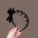 Zhuo Keke wavy toothed bow headband high skull broken hair clip satin headband 2025 new high-end hair accessories headband black