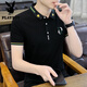Playboy Kurzärärmelte T-Shirt Herren-Trend 2025 Neues Sommer-Revers-Polo-Hemd Eisempfindungs halbärmelige Sommermodemarkenlänge Top F9226 Khaki M 165