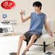 Langsha boys pajamas summer men's pure cotton 2025 new thin summer vest home clothes sleeveless suit can be worn outside 13657 XL single size