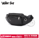 Walker Shop男士胸包真皮男腰包2025年新款休闲单肩斜挎包多功能大容量手机包 黑色