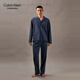 Calvin Klein Unterwäsche 24 Herbst Herren lässiger Brief Full Print Elastic Taille reines Baumwollhaus Pyjama Nm2691 Q91-Blue Dusk Grey S