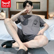 Catman Miiow Herren Pyjamas Sommer reines Baumwoll-Kurzärmel-Anzug mittelgürt und Fett Pluspuxuelle Größe Lose dünne, halbärmelige Hauskleidung 9922 l [vorgeschlagen 95-120 Jin [Jin ist gleich 0,5 kg]]