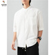 Woodpecker (TUCANO) men's stand-collar white short-sleeved shirt men's Japanese round neck three-quarter sleeve T-shirt Henry collar textured shirt C1020-white-three-quarter sleeve M 60-90Jin Jin equals 0.5 kg