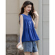 
Demana [Klein Blue] Summer Gentle Cotton Shirt Sleeveless Spliced ​​Loose Small Shirt Women's Top